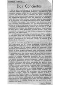 Dos conciertos Crítica Musical