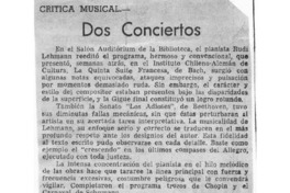 Dos conciertos Crítica Musical