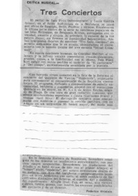 Tres conciertos Crítica Musical