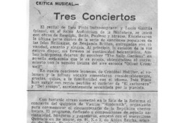 Tres conciertos Crítica Musical