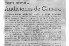Audiciones de cámara Crítica Musical
