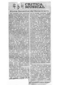Música doméstica del renacimiento Crítica musical