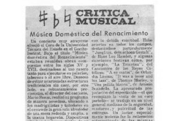 Música doméstica del renacimiento Crítica musical