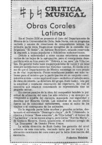 Obras Corales Latinas Crítica musical