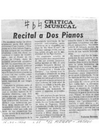 Recital a dos pianos Crítica musical