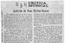 Audición de Hans Richter-Haaser Crítica Musical