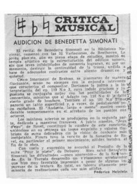 Audición de Benedetta Simonati Crítica Musical