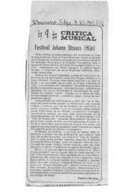 Festival Johan Strauss (hijo) Crítica Musical