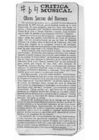 Obras Sacras del Barroco Crítica Musical