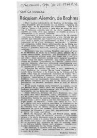 Crítica Musical Requiem Alemán, de Brahms