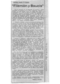 Opera para Títeres "Filemón y Baucis"