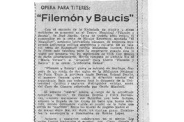 Opera para Títeres "Filemón y Baucis"