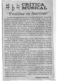 Crítica Musical Frutillar en Santiago