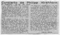 Concierto de Philipp Hirshhorn Crítica Musical