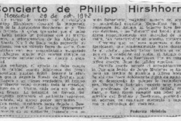 Concierto de Philipp Hirshhorn Crítica Musical