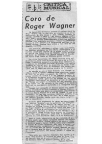 Coro de Roger Wagner Crítica Musical