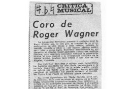 Coro de Roger Wagner Crítica Musical