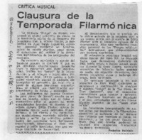 Clausura de la temporada de la Filarmónica Crítica Musical