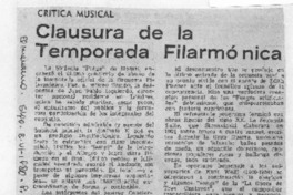 Clausura de la temporada de la Filarmónica Crítica Musical