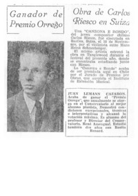 Ganador de Premio Orrego Juan Leman Cazabón