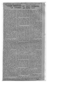 "Viejas Imágenes" por Jaime Eyzaguirre. "La Chimba", por Carlos Lavín. Revista de libros