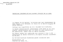 Recopilar información de lugares típicos de la zona [El Quisco]. [manuscrito] :