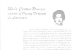 María Cristina Menares apunta al Premio Nacional de Literatura