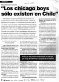 "Los chicago boys sólo existen en Chile"