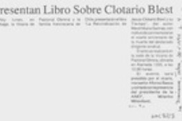 Presentan libro sobre Clotario Blest  [artículo].