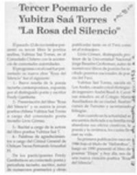 Tercer poemario de Yubitza Saa Torres "La rosa del silencio"  [artículo].