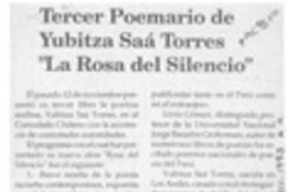 Tercer poemario de Yubitza Saa Torres "La rosa del silencio"  [artículo].