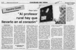 "Al profesor rural hay que llevarlo en el corazón"  [artículo] Claudio Núñez.