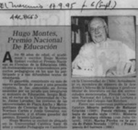 Hugo Montes, Premio Nacional de Educación  [artículo].