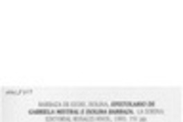 Epistolario de Gabriela Mistral e Isolina Barraza  [artículo].