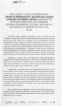 Proyecto preservación y difusión del legado literario de Gabriela Mistral  [artículo].