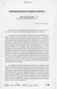 Sensorialidad en Gabriela Mistral  [artículo] Luis Vargas Saavedra.
