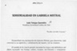 Sensorialidad en Gabriela Mistral  [artículo] Luis Vargas Saavedra.