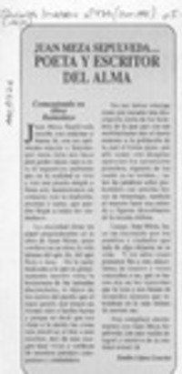 Juan Meza Sepúlveda -- poeta y escritor del alma  [artículo] Emilio López Concha.