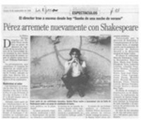 Pérez arremete nuevamente con Shakespeare  [artículo].