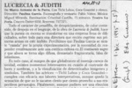 Lucrecia y Judith  [artículo] Eduardo Guerrero.
