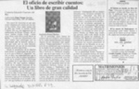 El oficio de escribir cuentos, un libro de gran calidad  [artículo] Eduardo Guerrero del Río.