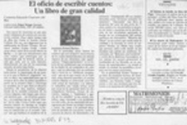 El oficio de escribir cuentos, un libro de gran calidad  [artículo] Eduardo Guerrero del Río.