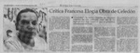 Crítica francesa elogia obra de Celedón  [artículo] Andrea Desormeaux.