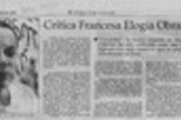 Crítica francesa elogia obra de Celedón  [artículo] Andrea Desormeaux.