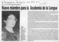 Nuevo miembro para la Academia de la Lengua  [artículo].