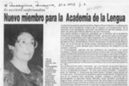 Nuevo miembro para la Academia de la Lengua  [artículo].