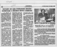 Rotary de San Fernando rindió homenaje a Regina Royo Cabrera