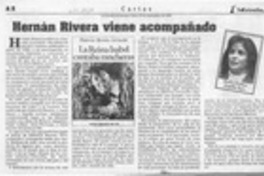 Hernán Rivera viene acompañado  [artículo] Cecilia Cristina Castillo Tapia.