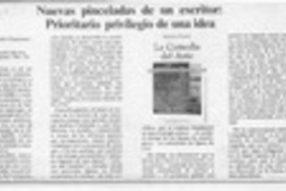 Nuevas pinceladas de un escritor, prioritario privilegio de una idea  [artículo] Eduardo Guerrero del Río.