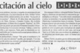 Incitación al cielo  [artículo].